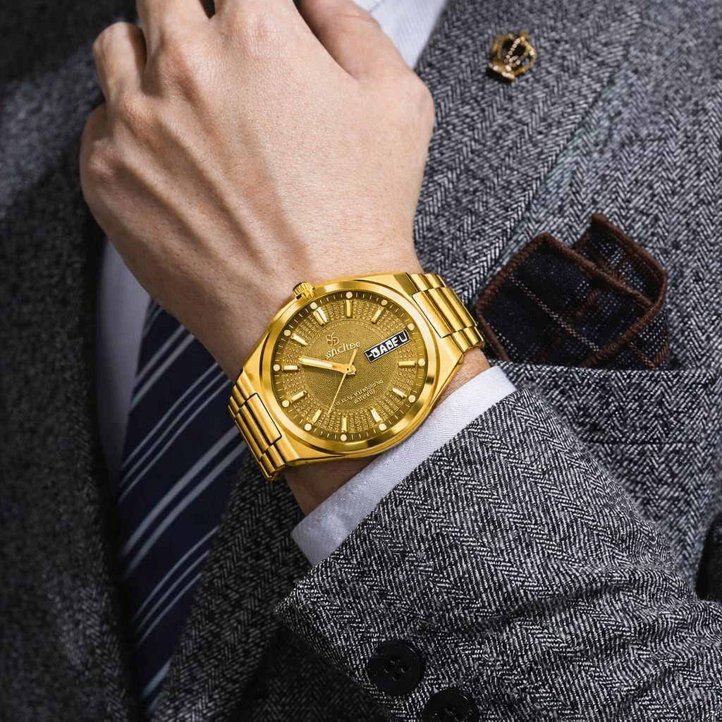 Ultra-Thin Quartz Watch Gold